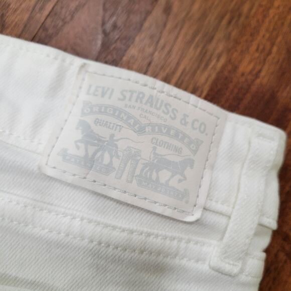 Levi's 711 Skinny Jeans Lace Up Ankle With Raw Hem Fiesty White Y2K Size 33 - Picture 3 of 9